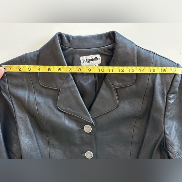 Vintage 80s 90s Bagatelle Boho Button Down Black Leather Blazer Jacket - Picture 10 of 14